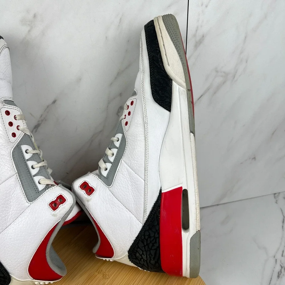 Nike Air Jordan 3 Retro Fire Red Mens Size 13.5 White Sneakers Shoes 136064-120